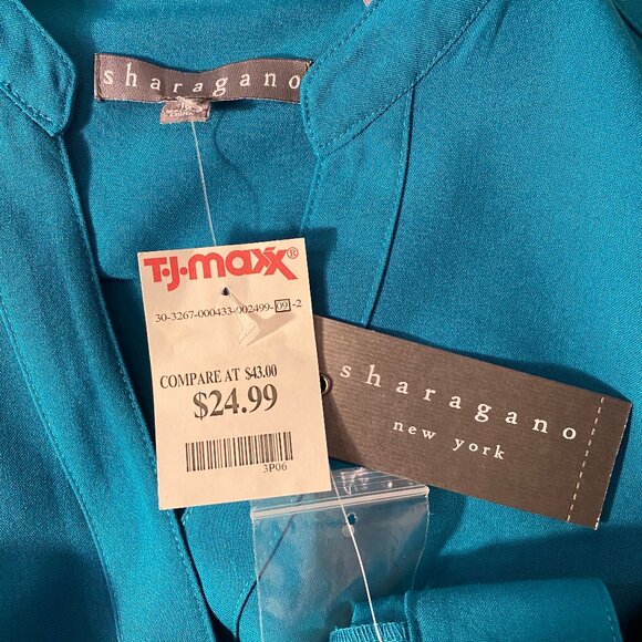 Sharagano Dark Teal Button-Up Dress - Picture 2 of 3